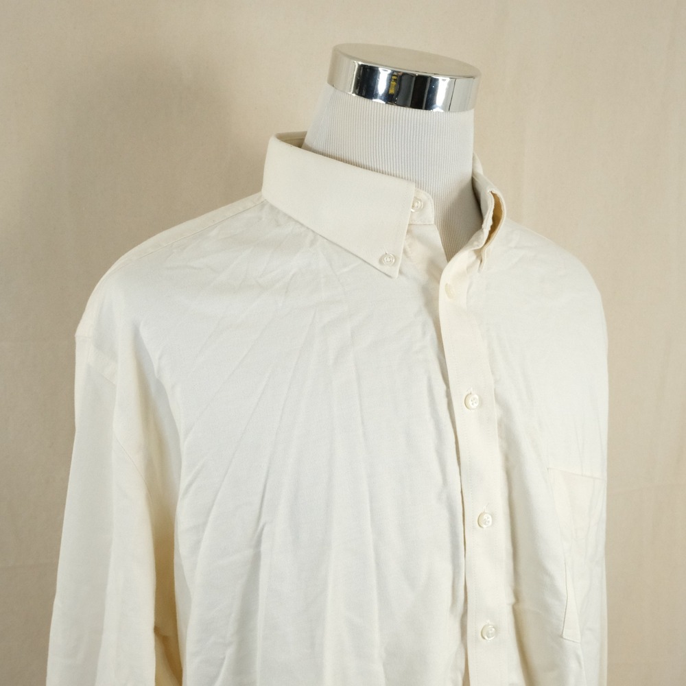 Stafford 18.5 38-39 X-Tall Fit Oxford Shirt Cream Cotton Blend Wrinkle-Free Mens